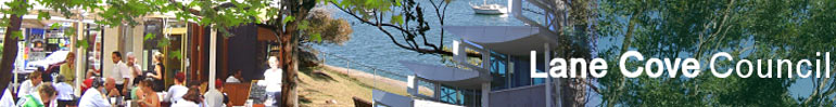 Lane Cove Council Banner - Collage depicting the Plaza, River and Bushland